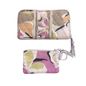 Vera Bradley Portobello Road Floral Lg Zip-Around Wallet And Card Holder Set